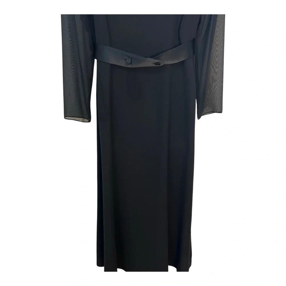 David Warren Luxe In The City Black Tuxedo Button Front Midi Coat Dress 90’s